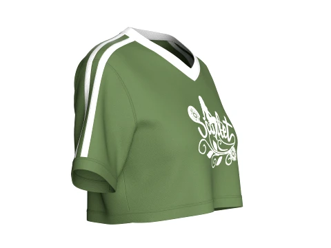 Girls V-Neck Printed Crop Top 3D Model