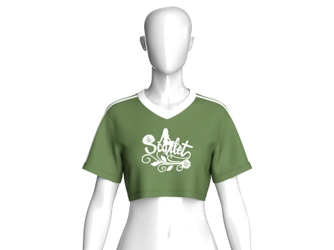 Girls V-Neck Printed Crop Top 3D Model