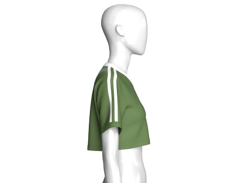 Girls V-Neck Printed Crop Top 3D Model