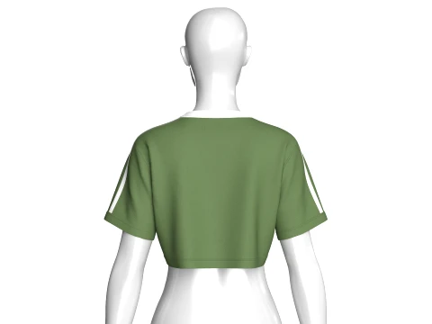 Girls V-Neck Printed Crop Top 3D Model