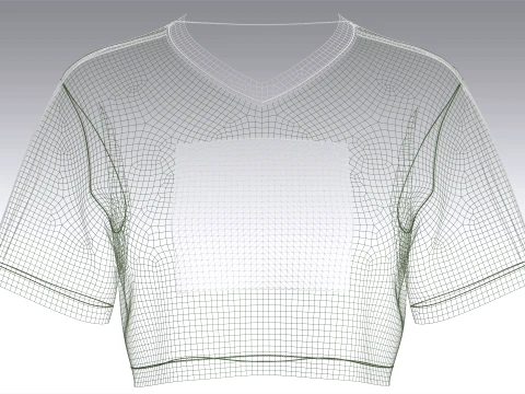 Girls V-Neck Printed Crop Top 3D Model