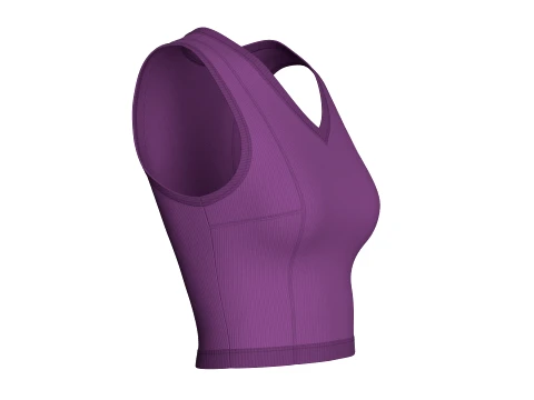Girls V-Neck Ribbed Crop Top 3D Model