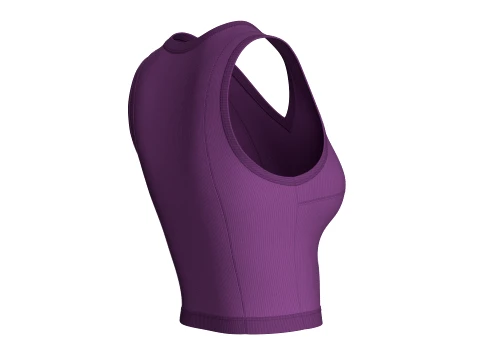 Girls V-Neck Ribbed Crop Top 3D Model