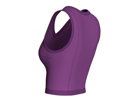 Girls V-Neck Ribbed Crop Top 3D Model