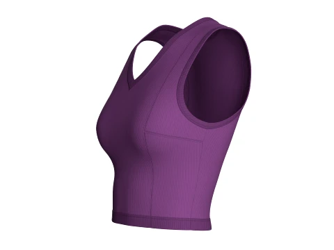Girls V-Neck Ribbed Crop Top 3D Model