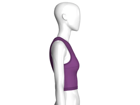 Girls V-Neck Ribbed Crop Top 3D Model