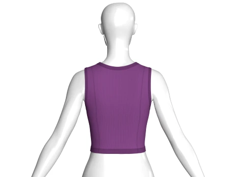 Girls V-Neck Ribbed Crop Top 3D Model
