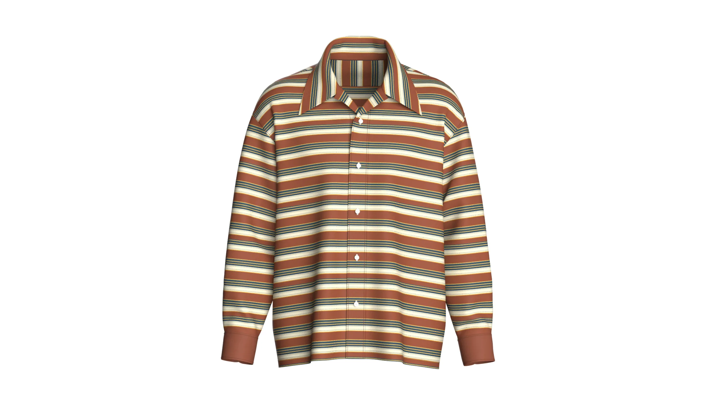 Men Long Sleeve Striped Shirt 3D Model .c4d .max .obj .3ds .fbx .stl .blend 