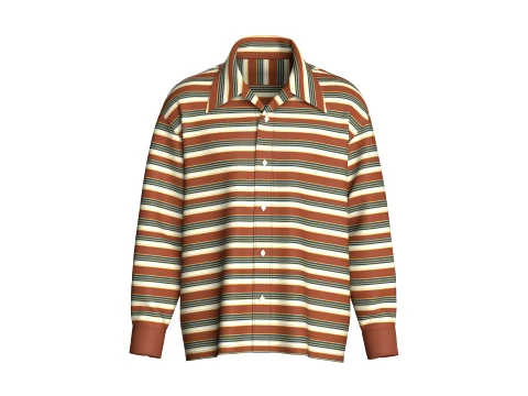 Camicia a righe a maniche lunghe da uomo Modello 3D
