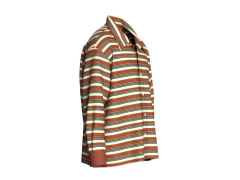 Men Long Sleeve Striped Shirt 3D Model