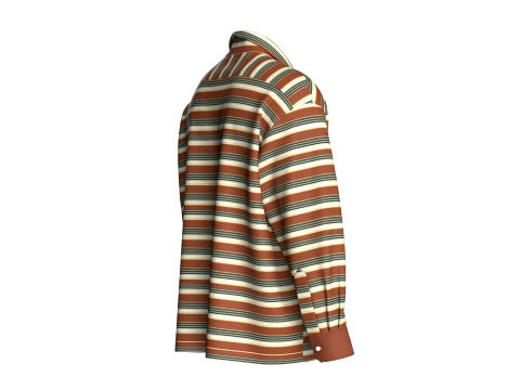 Men Long Sleeve Striped Shirt 3D Model