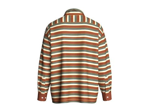 Men Long Sleeve Striped Shirt 3D Model