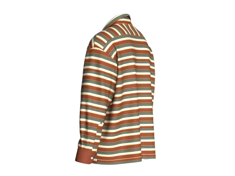 Men Long Sleeve Striped Shirt 3D Model