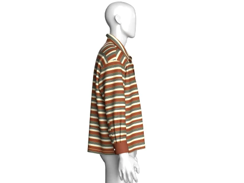 Men Long Sleeve Striped Shirt 3D Model