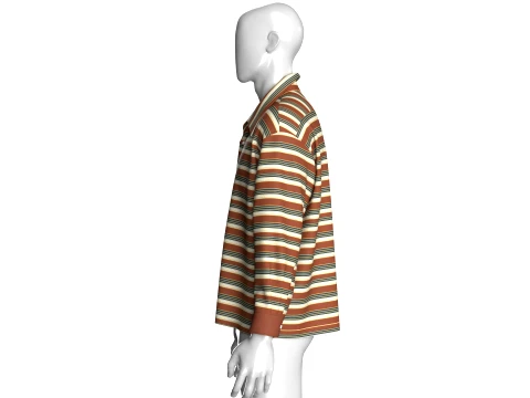 Men Long Sleeve Striped Shirt 3D Model