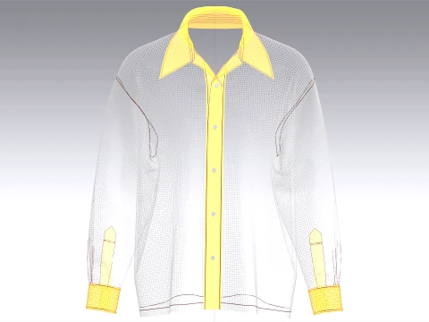 Men Long Sleeve Striped Shirt 3D Model