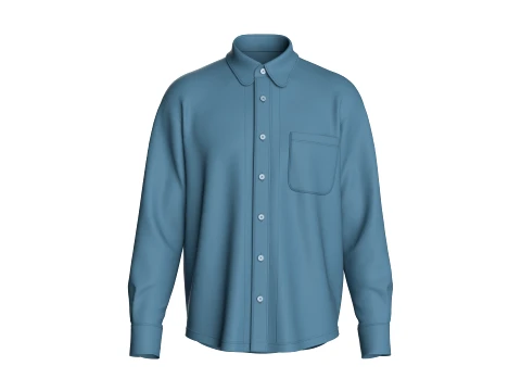 Camicia a maniche lunghe da uomo vestibilit&agrave; ampia Modello 3D