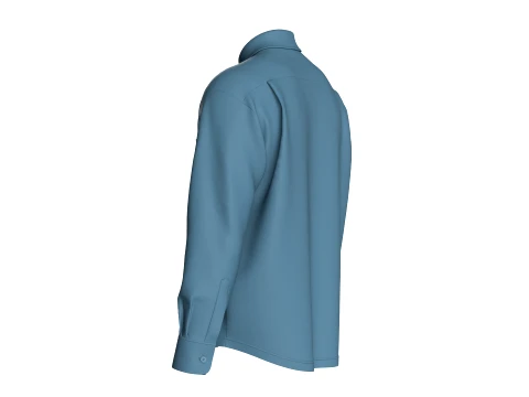 Men Loose Fit Long Sleeve Shirt 3D Model