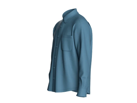 Men Loose Fit Long Sleeve Shirt 3D Model