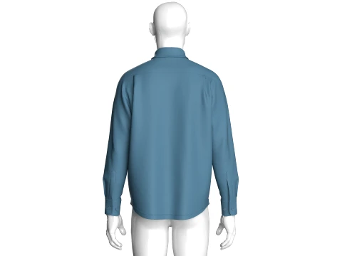 Men Loose Fit Long Sleeve Shirt 3D Model