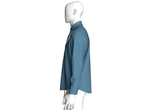 Men Loose Fit Long Sleeve Shirt 3D Model