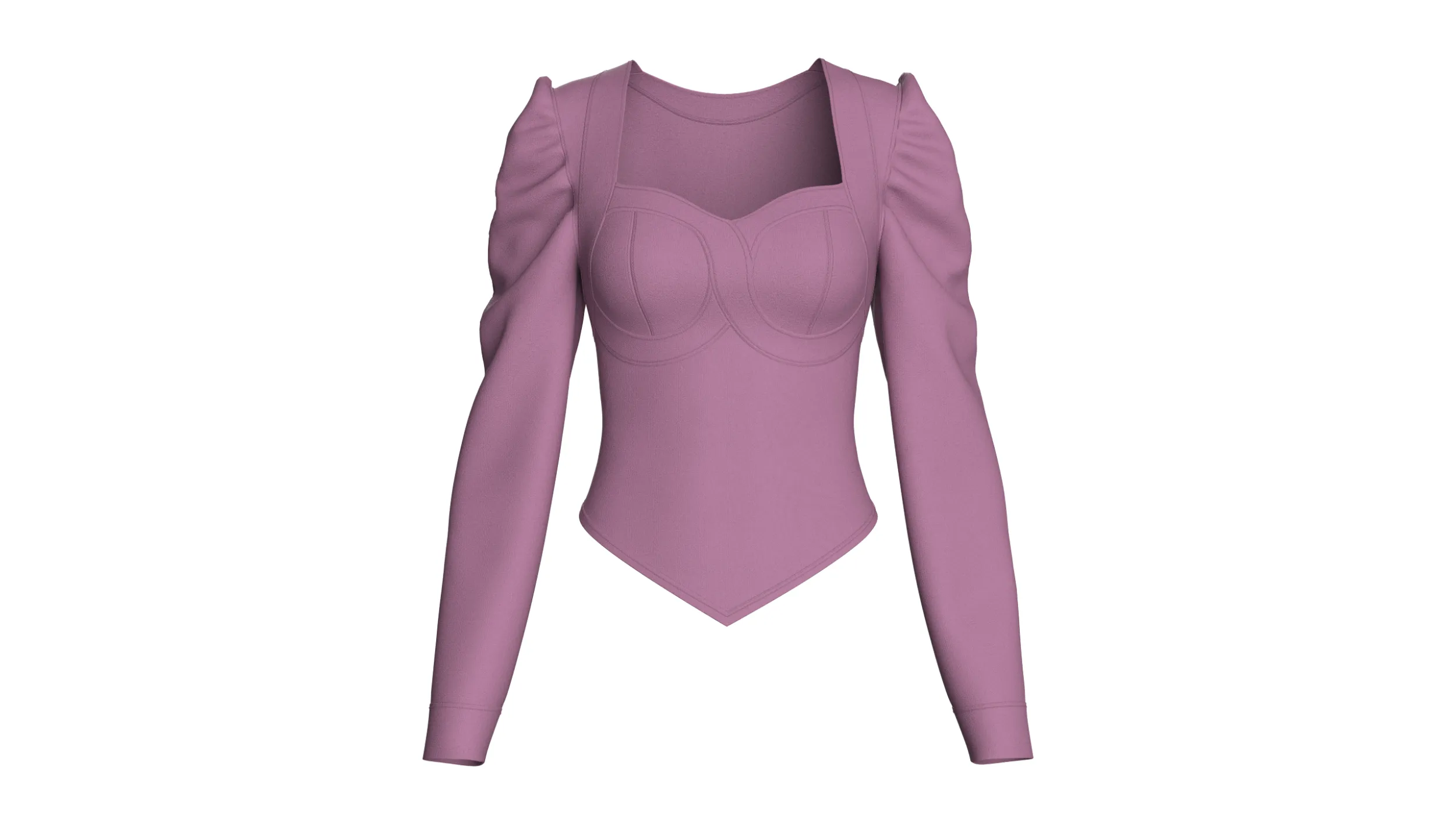 Girls Bustier Crop Top With Puff Sleeve 3D Model .c4d .max .obj .3ds .fbx .stl .blend 