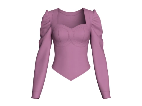 Top corto bustier da ragazza con maniche a sbuffo Modello 3D