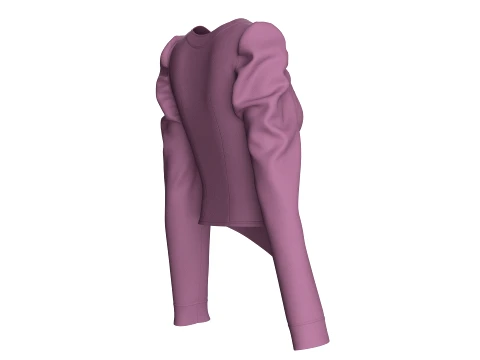 Girls Bustier Crop Top With Puff Sleeve 3D Model