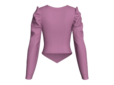 Girls Bustier Crop Top With Puff Sleeve 3D Model