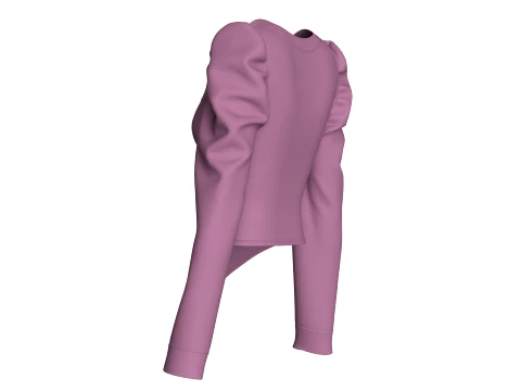 Girls Bustier Crop Top With Puff Sleeve 3D Model
