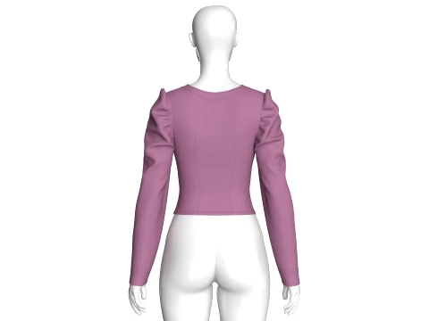 Girls Bustier Crop Top With Puff Sleeve 3D Model