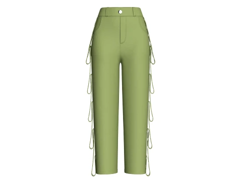 Pantaloni cargo da ragazza con dettagli con occhielli Modello 3D