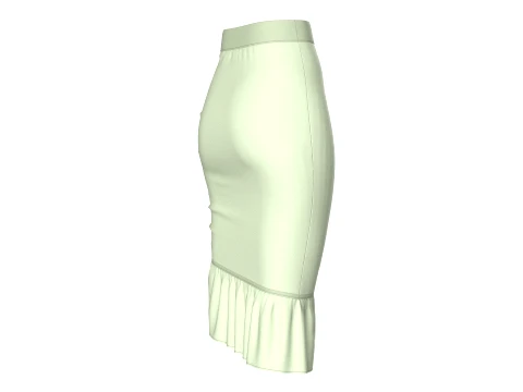 Girls High-Waisted Ruffle Hem Skirt 3D Model