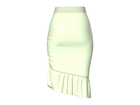 Girls High-Waisted Ruffle Hem Skirt 3D Model