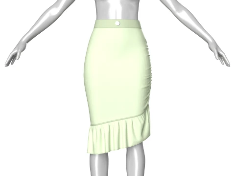 Girls High-Waisted Ruffle Hem Skirt 3D Model