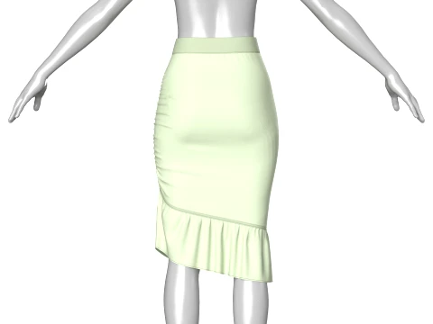 Girls High-Waisted Ruffle Hem Skirt 3D Model