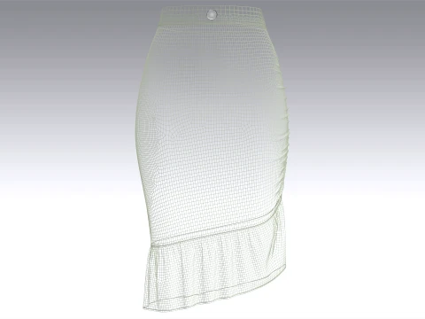 Girls High-Waisted Ruffle Hem Skirt 3D Model