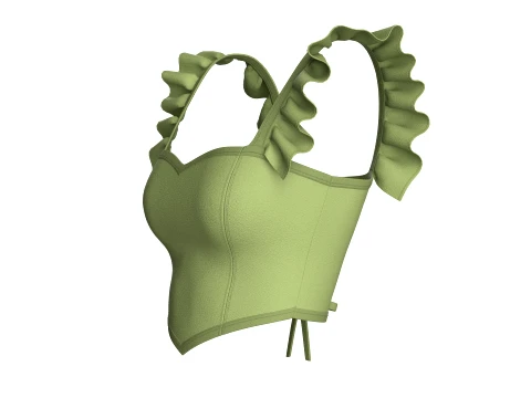 Girls Lace-Up Back Detail Ruffle Crop Top 3D Model