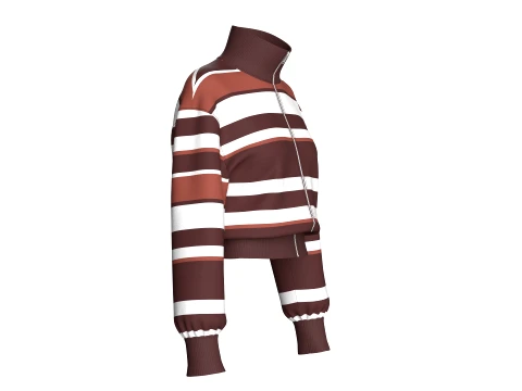Girls Multi-Color Striped Cropped Jacket 3D Model