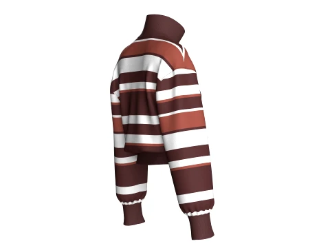 Girls Multi-Color Striped Cropped Jacket 3D Model