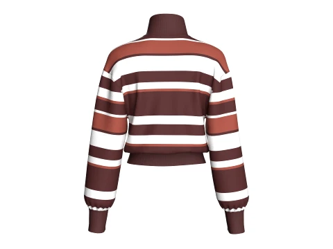 Girls Multi-Color Striped Cropped Jacket 3D Model