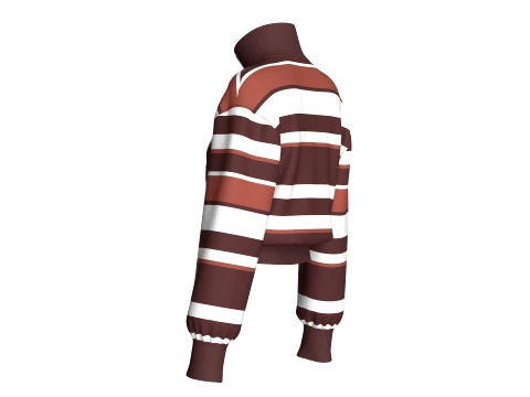Girls Multi-Color Striped Cropped Jacket 3D Model
