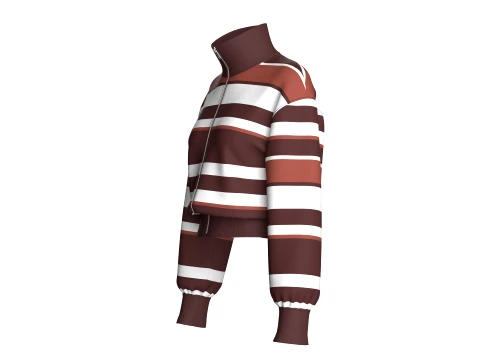 Girls Multi-Color Striped Cropped Jacket 3D Model