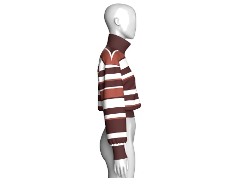 Girls Multi-Color Striped Cropped Jacket 3D Model