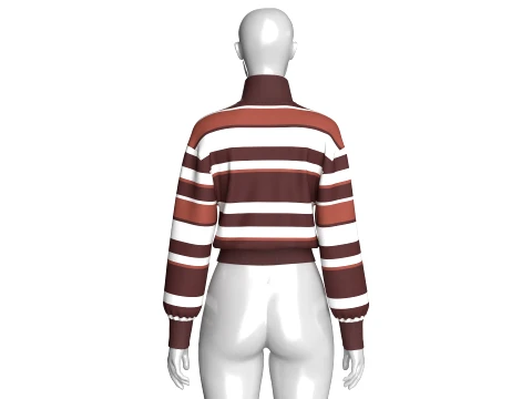 Girls Multi-Color Striped Cropped Jacket 3D Model