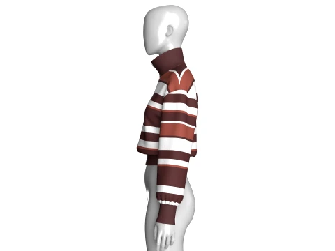 Girls Multi-Color Striped Cropped Jacket 3D Model