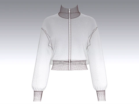 Girls Multi-Color Striped Cropped Jacket 3D Model