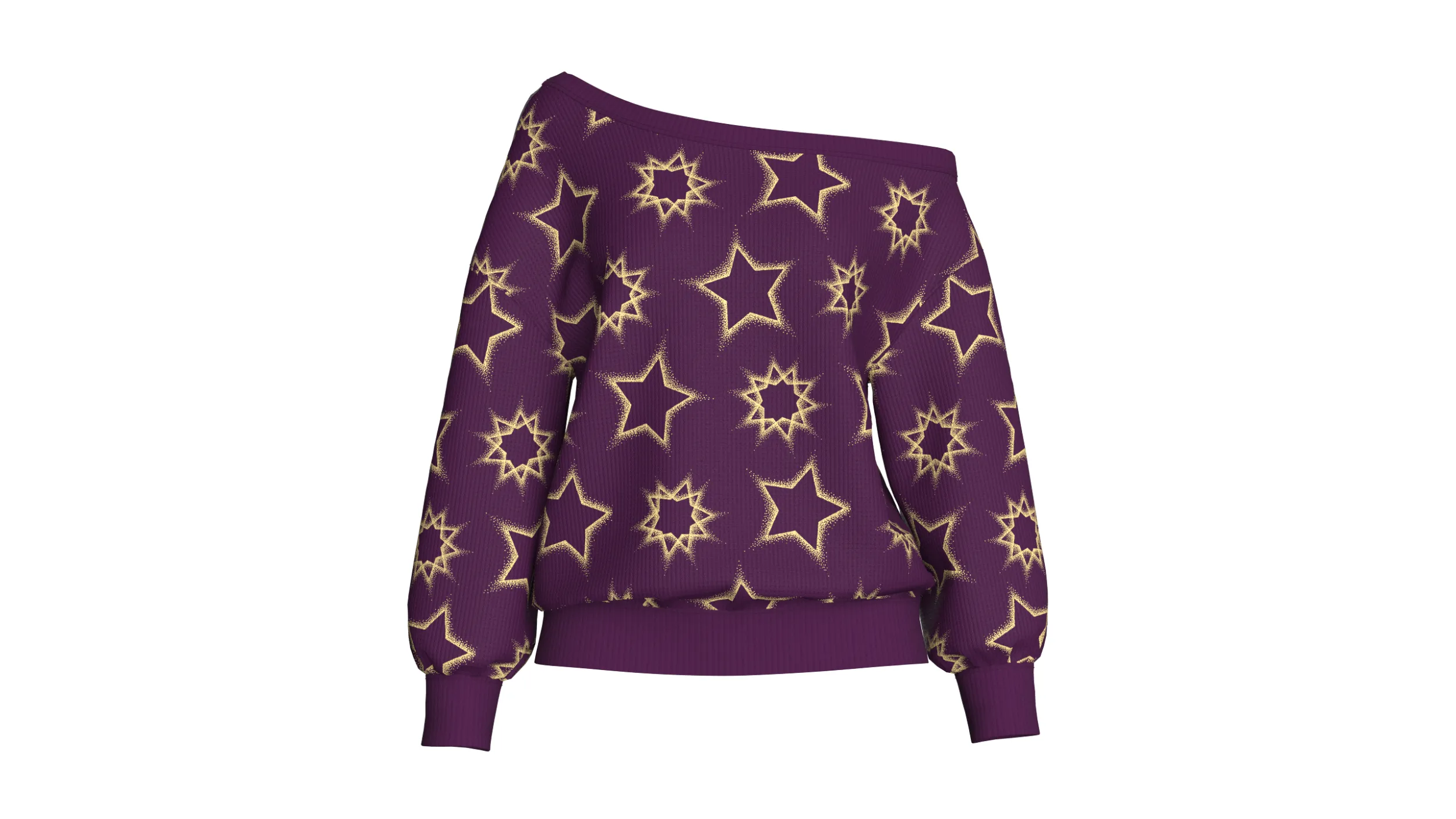 Girls Off-Shoulder Printed Sweater 3D Model .c4d .max .obj .3ds .fbx .stl .blend 
