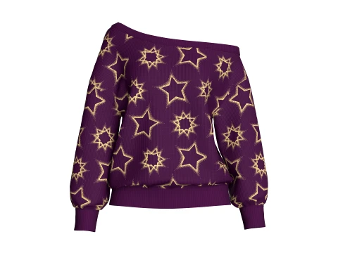 Maglione stampato con spalle scoperte per bambina Modello 3D