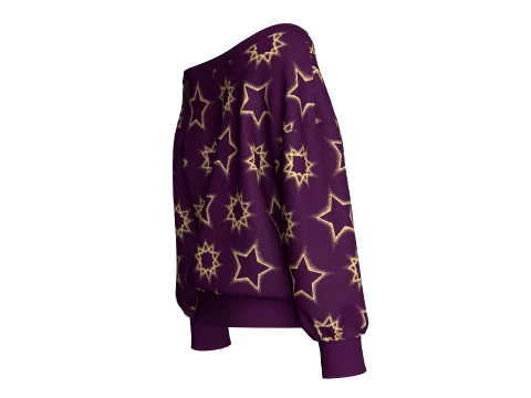 Girls Off-Shoulder Printed Sweater 3D Model